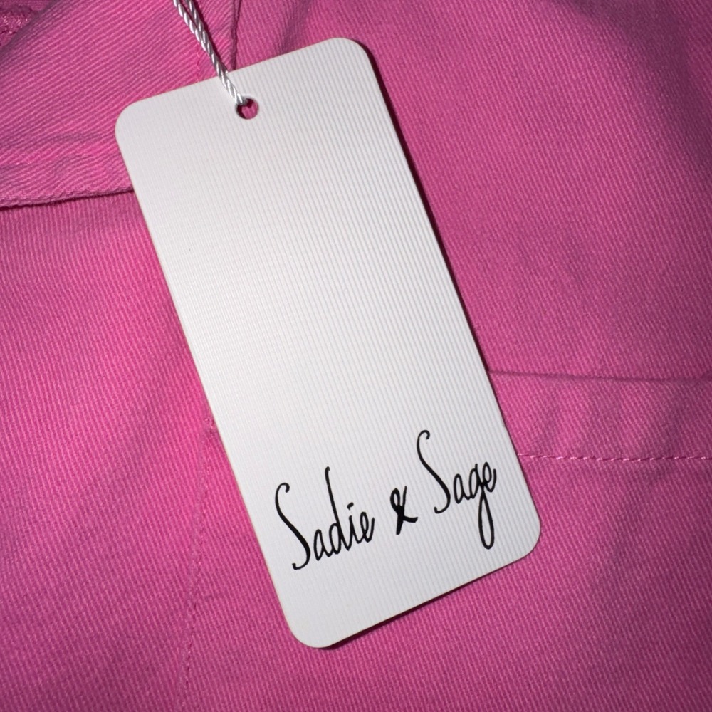 Sadie & Sage Pink Sweet Pea Denim Romper Utility Jumpsuit AG1901TW XL NEW - Picture 5 of 16